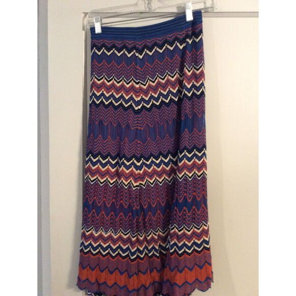 Sandro Paris Crocheted Skirt Chevron Small Stretchy Midi Elastic Waist boho - Picture 4 of 8